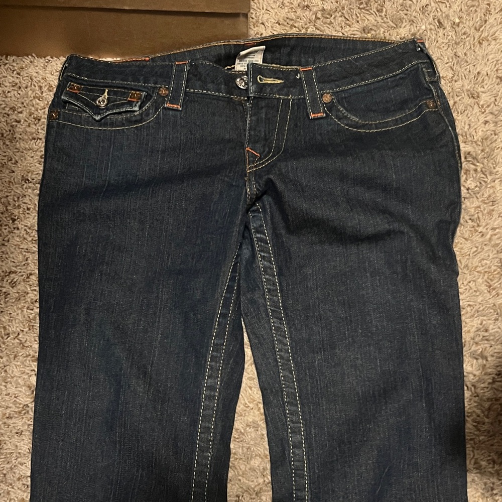 True Religion Dark Indigo Straight Leg Jeans